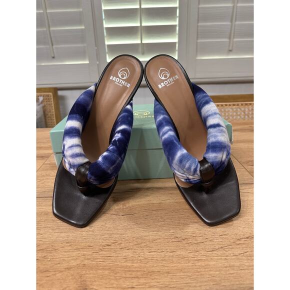 Brothers Vellies Togo Tie-Dye High-Heel Sandals Indigo Batik Textile Size 9 NIB - Picture 7 of 15